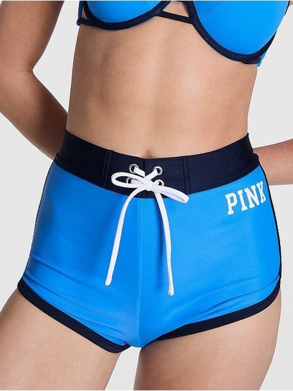NEW Victoria’s Secret pink High waisted Shortie bottom Swim shorts Blue